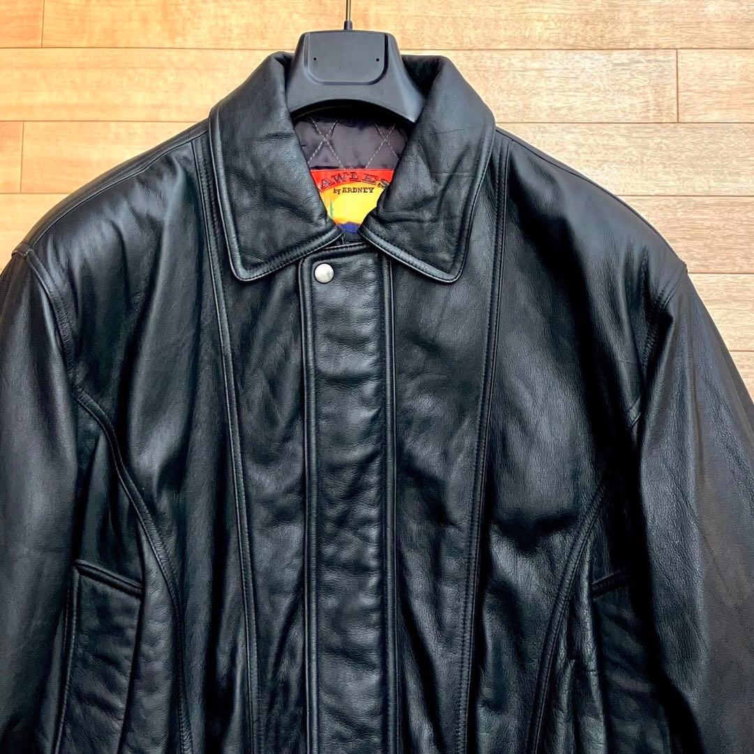 XL レザージャケット レザーブルゾン 90's シープレザー 本革 ブラック