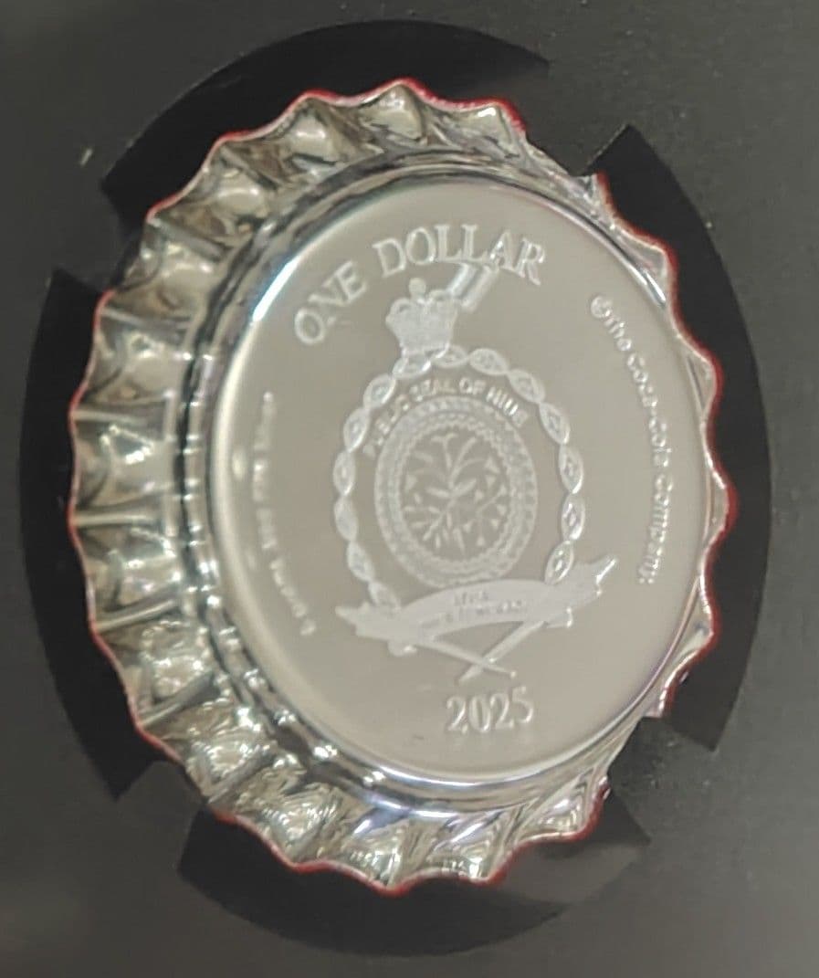 最高鑑定 2025年 NGC PF70 コカコーラ ボトルキャップ型 銀貨 純銀