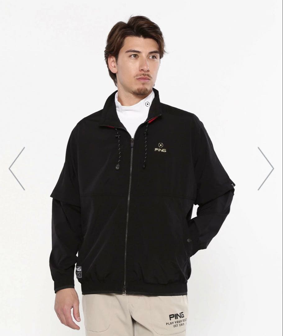 新品定価3.2万 PING APPAREL 2WAYフルジップブルゾン ブラック