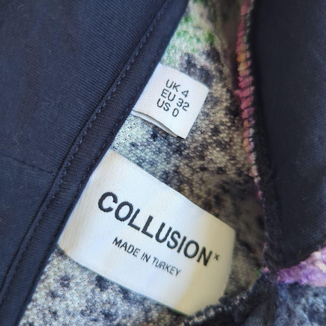 イギリス発　COLLUSION 花柄　ボアパーカー　日本未発売　オーバーサイズ