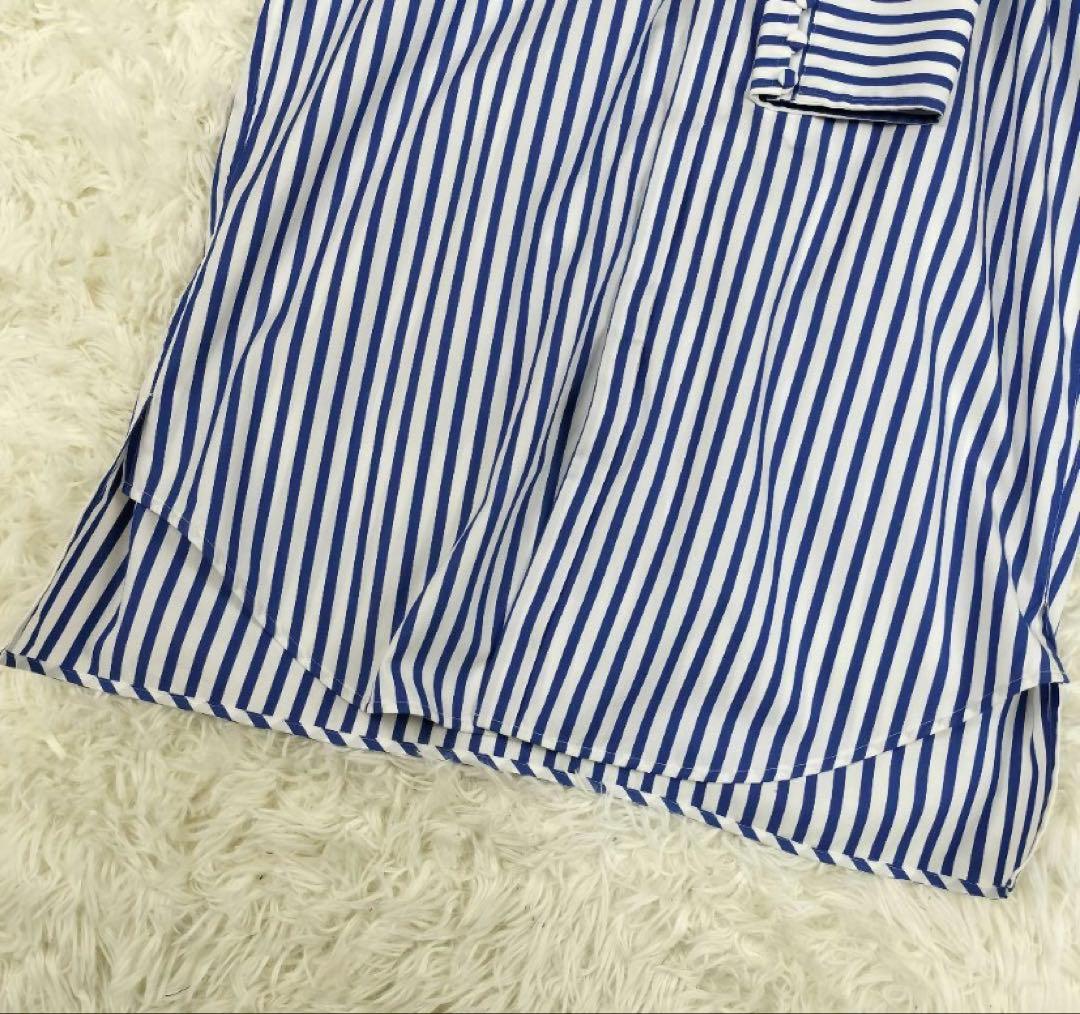 マカフィー　ストライプシャツ　スキッパー　ロングワンピース　36　S