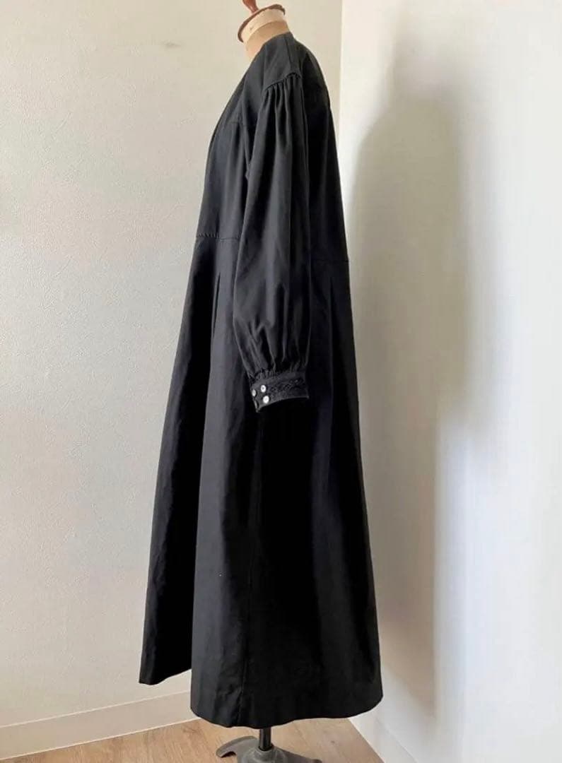 nest robe ネストローブ ヘンプコットンエンブロイダリーワンピース 黒