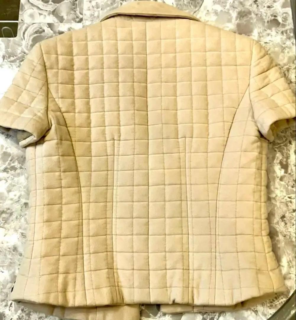 CHANEL ベージュ　半袖ジャケット 36 チョコバー✨