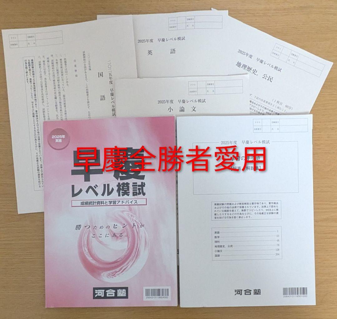 【早慶全勝】2025早慶レベル模試｜新品未使用 英語、国語、地歴公民、小論文