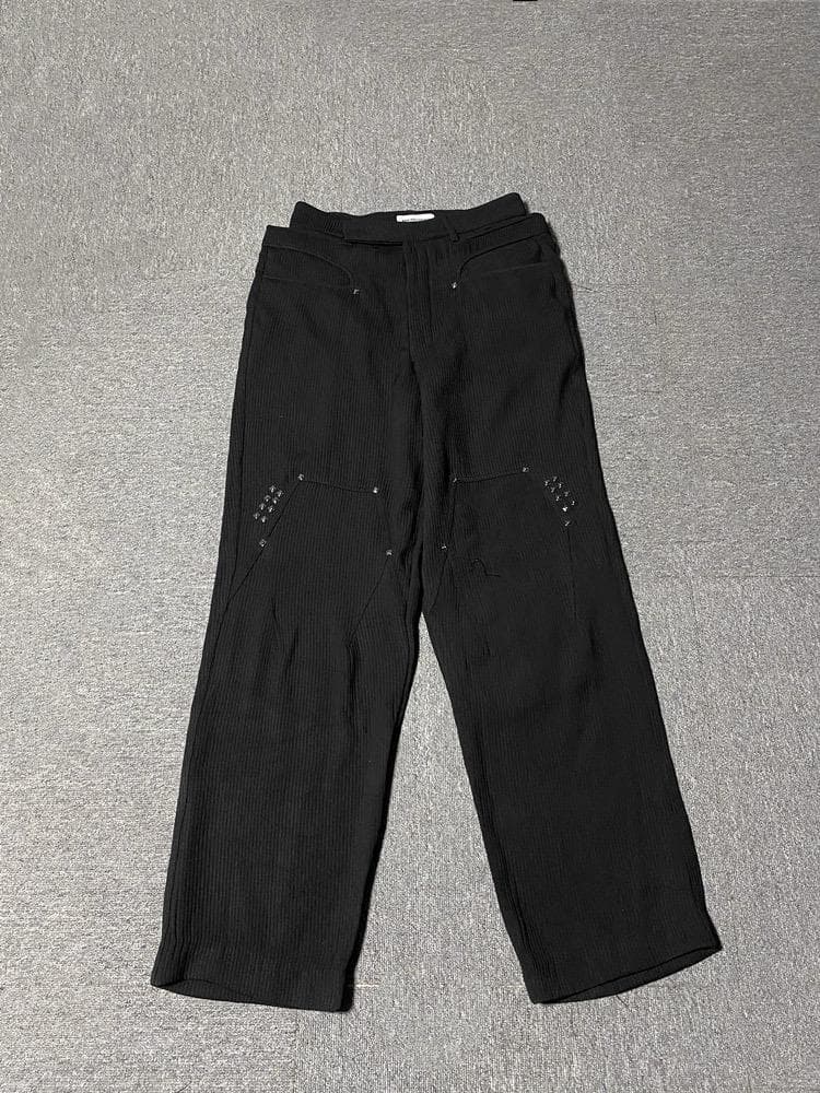 美品KiKo kostadinov ビジュー付き黒ワイドパンツ トラウザー 44