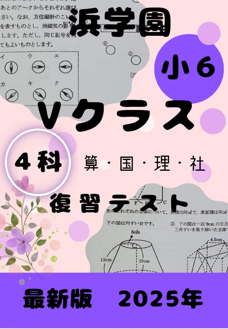浜学園 小6 Vクラス 4科 復習テスト 2025年