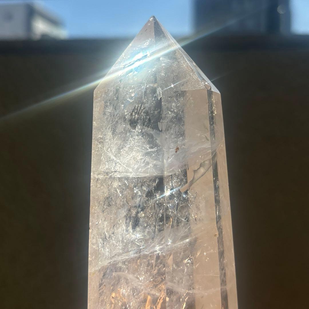 ヒマラヤパワー全開673g ⭐︎虹・クラック共に綺麗☆ヒマラヤ水晶 六角柱原石