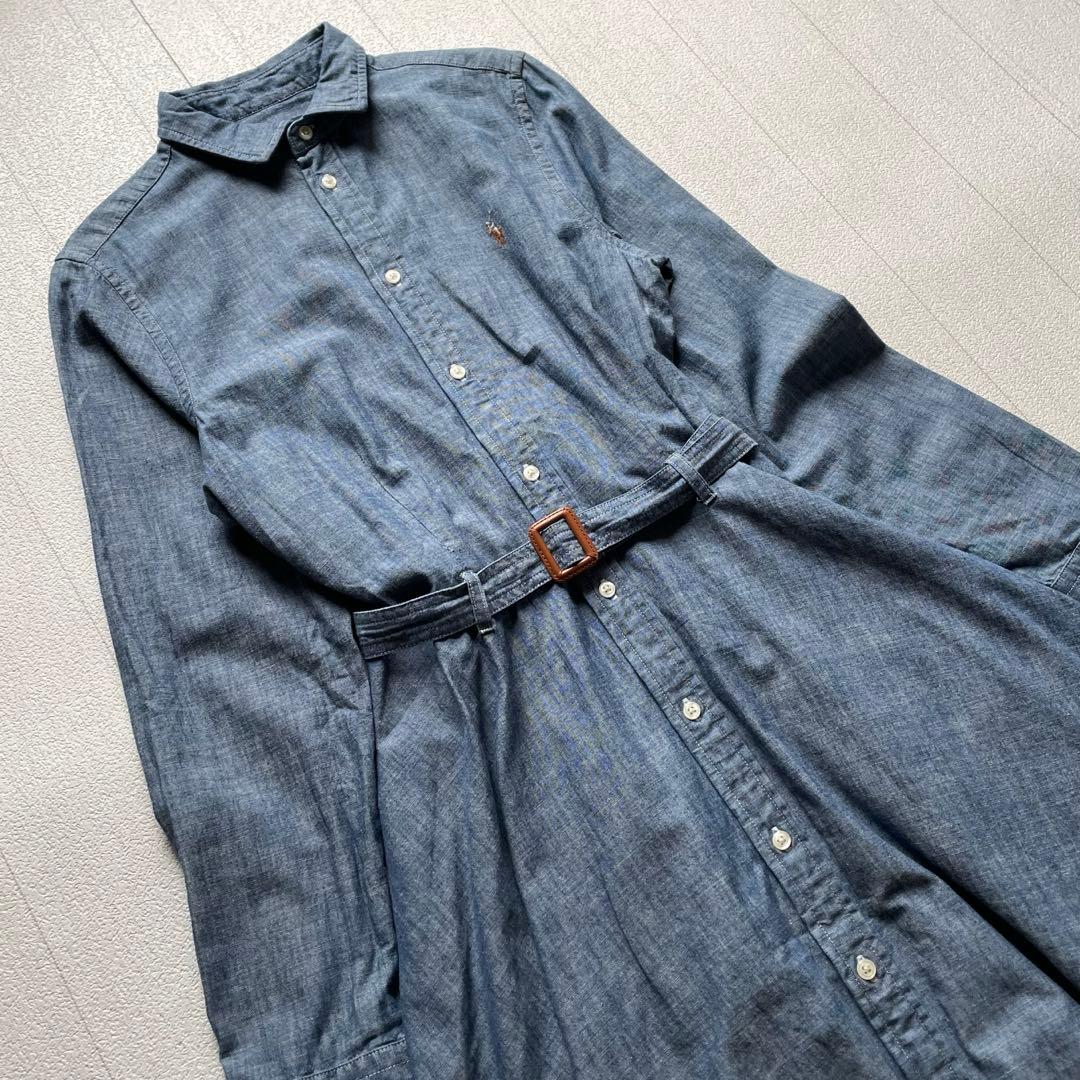 現行　POLO RALPHLAUREN シャンブレーシャツワンピース ベルト付