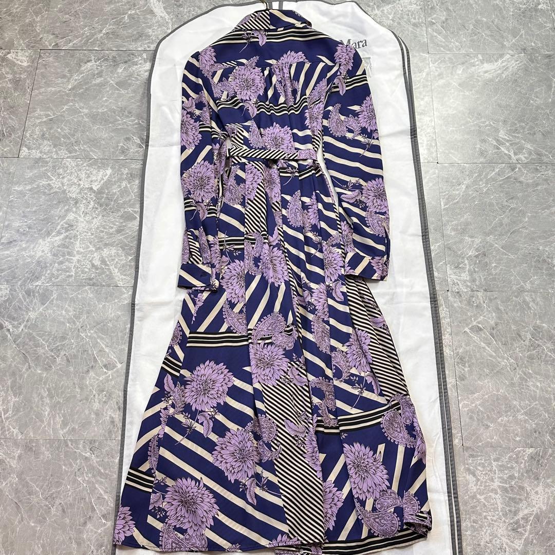 コルコバード♡2way ロングワンピース ベルトリボン ボウタイ 花柄 パープル