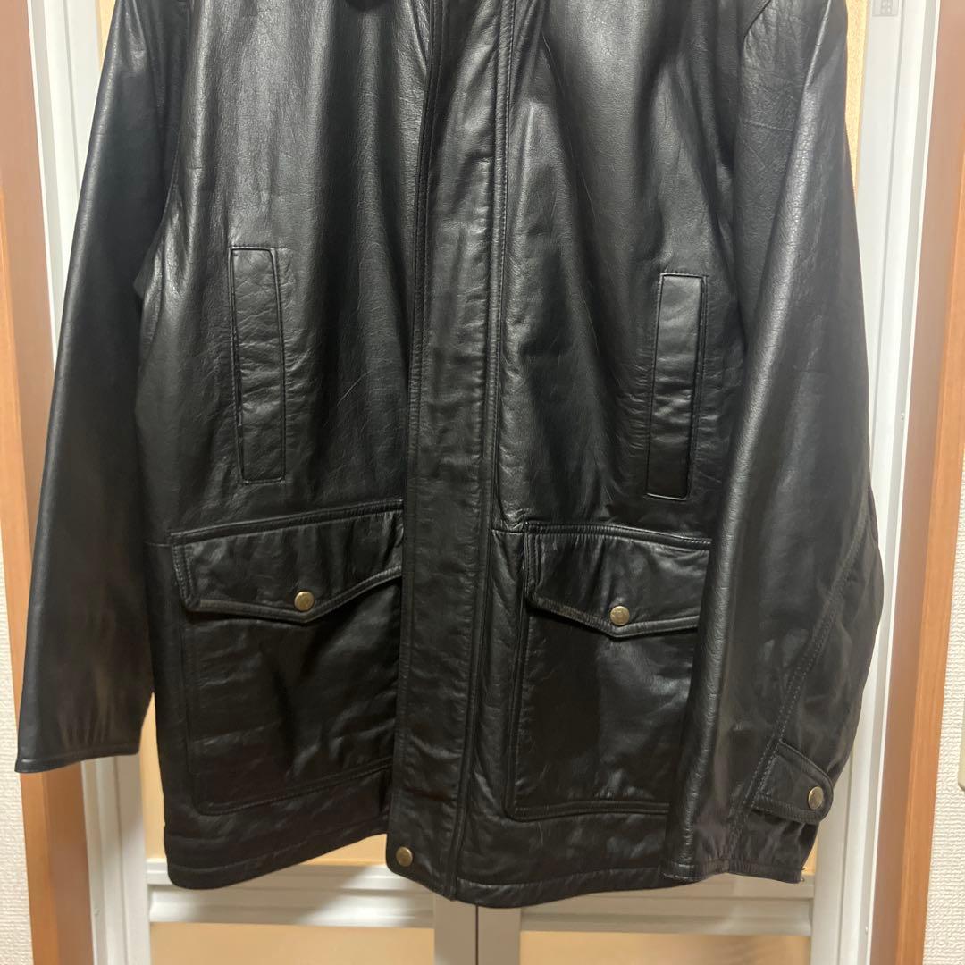 h*i様 美品OLD UNIQLO 緑タグ 牛革 レザー ジャケット M 黒