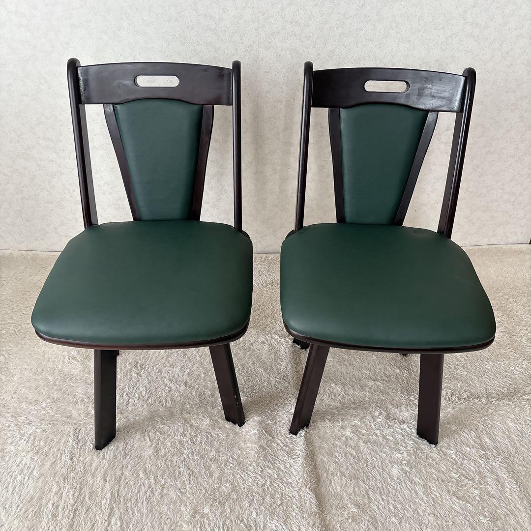 2脚セット】 ダイニングチェア 回転式 ブラック グリー ン モダン