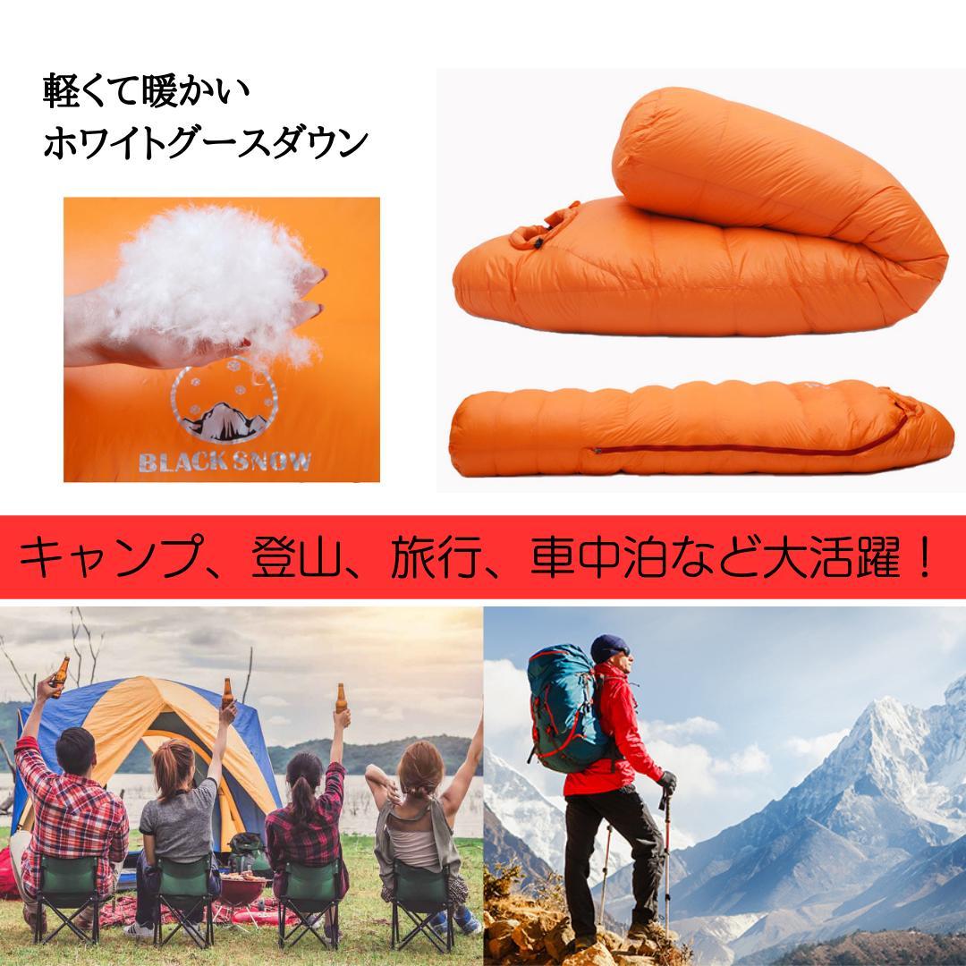 寝袋　シュラフ　マミー型　グースダウン使用　アウトドア　ブルー　700g