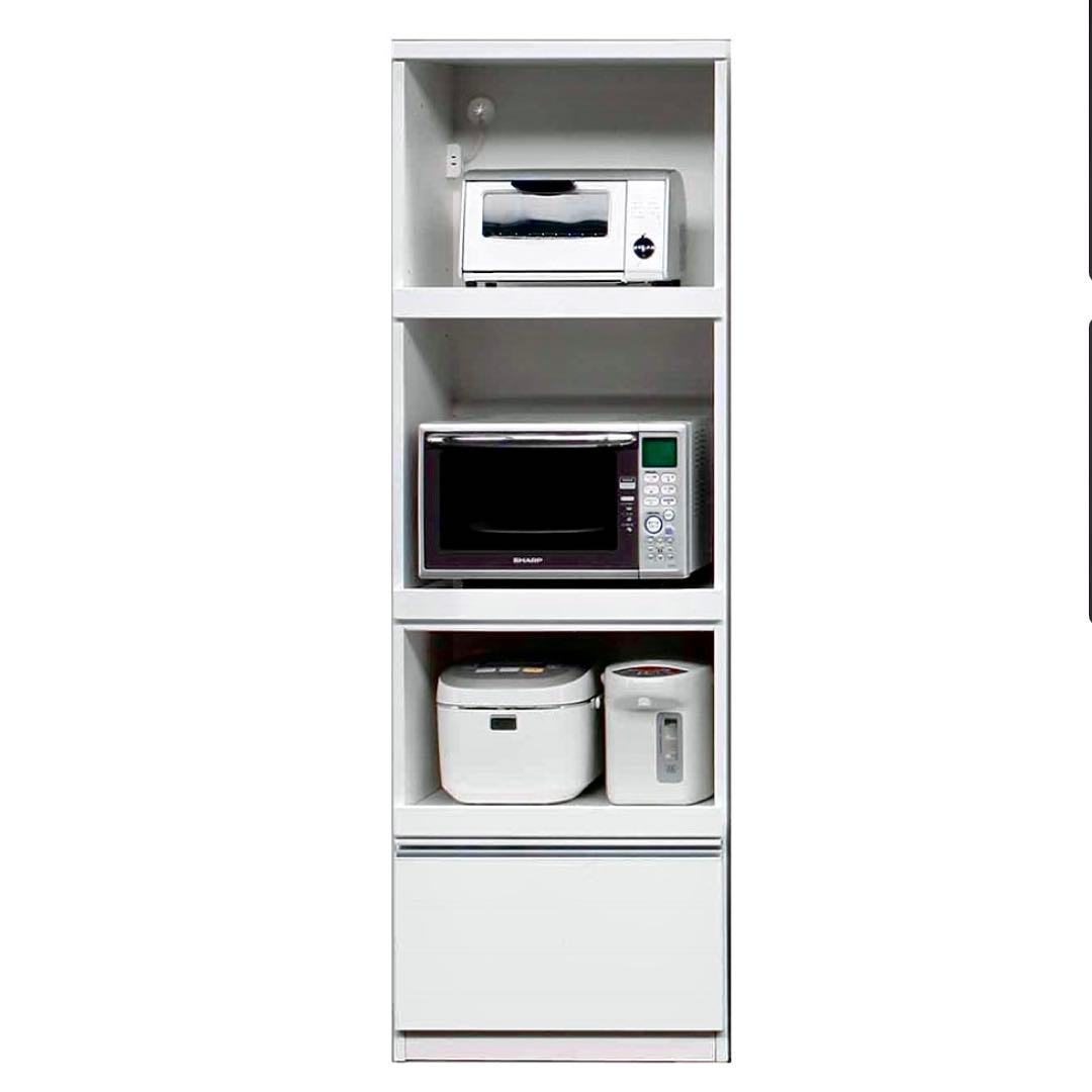 【松田家具・送料込】国産レンジ台・食器棚　幅59cm
