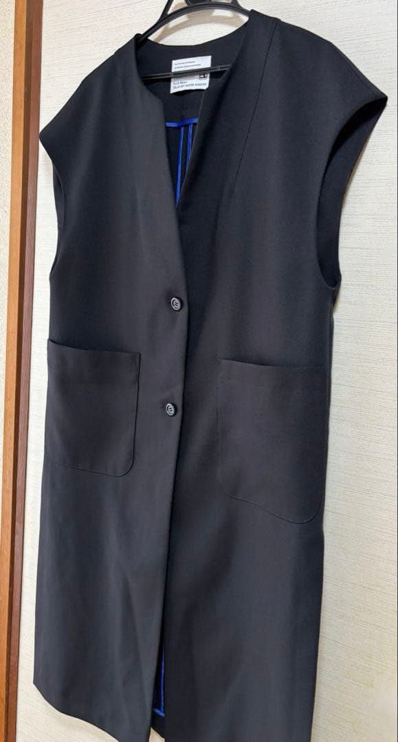 パシオーネ　黒　ベスト　ロング　ジレ
