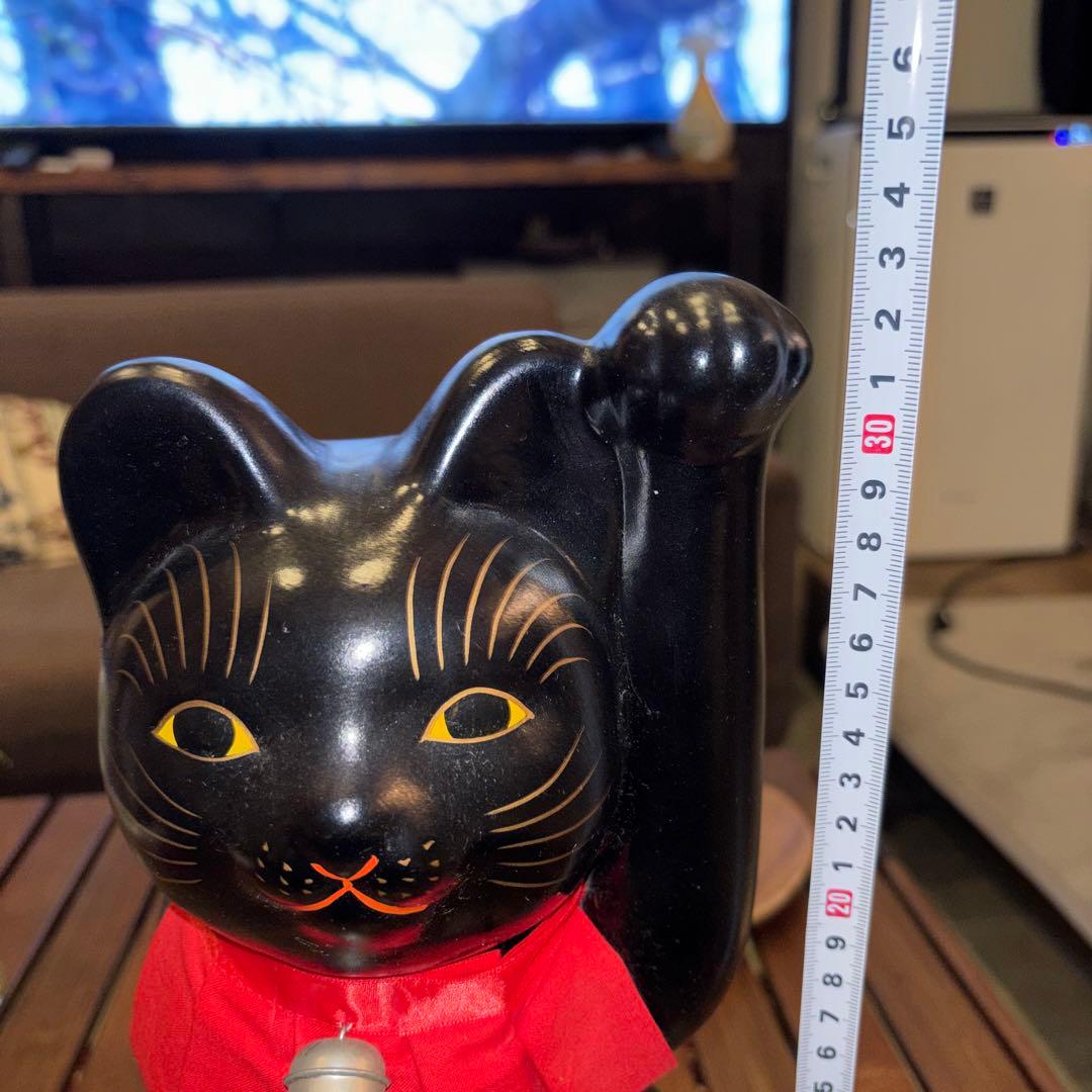 招き猫 左手 黒 一尺二寸 / 小田人形
