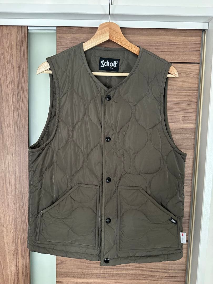 Schott オリーブ キルティングベスト