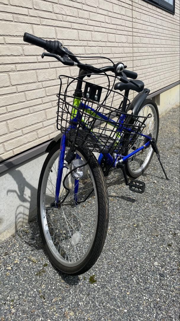 子供用自転車 青 前面バスケット付き
