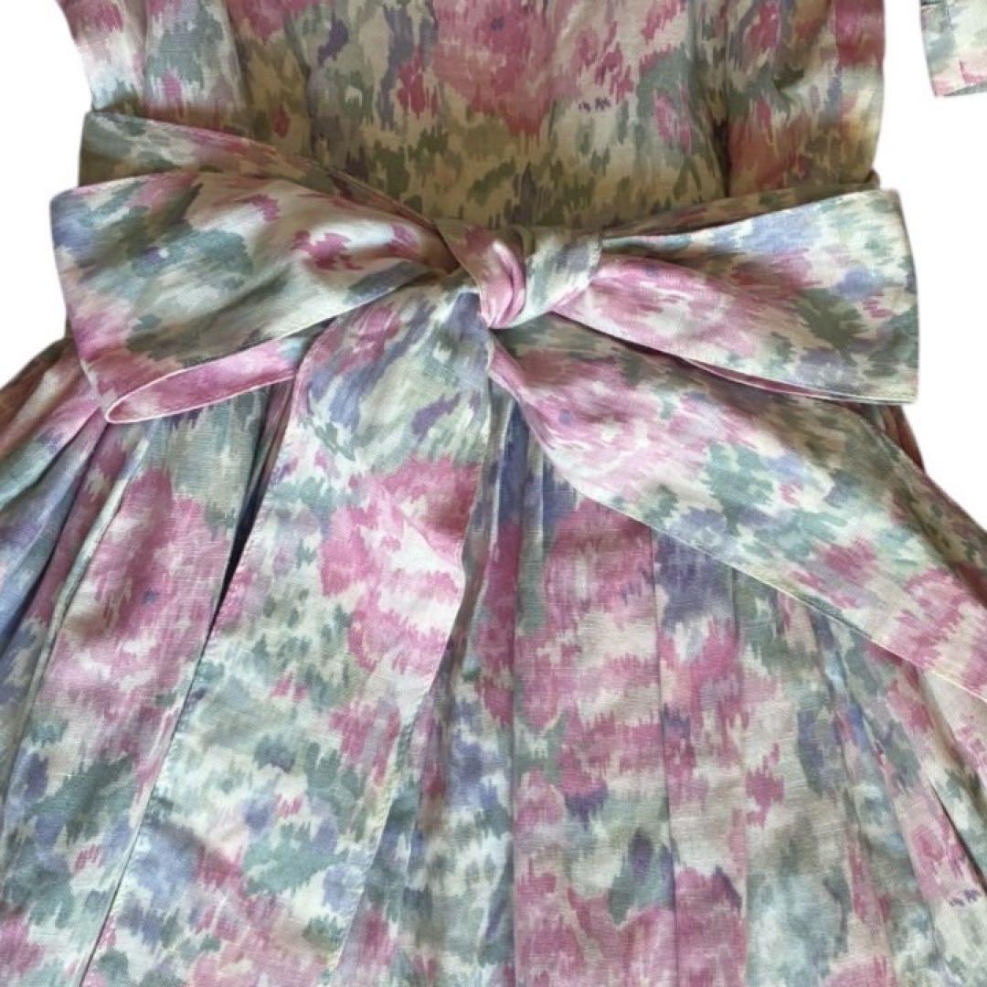 チャコ様 極美品✨Laura Ashley花柄ロングワンピース麻混9ARヴィンテ