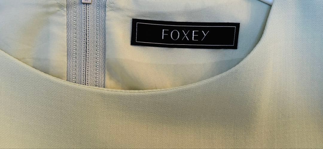 FOXEY フォクシー ティアードワンピース 取り外し可ミンク襟付ミントグリーン