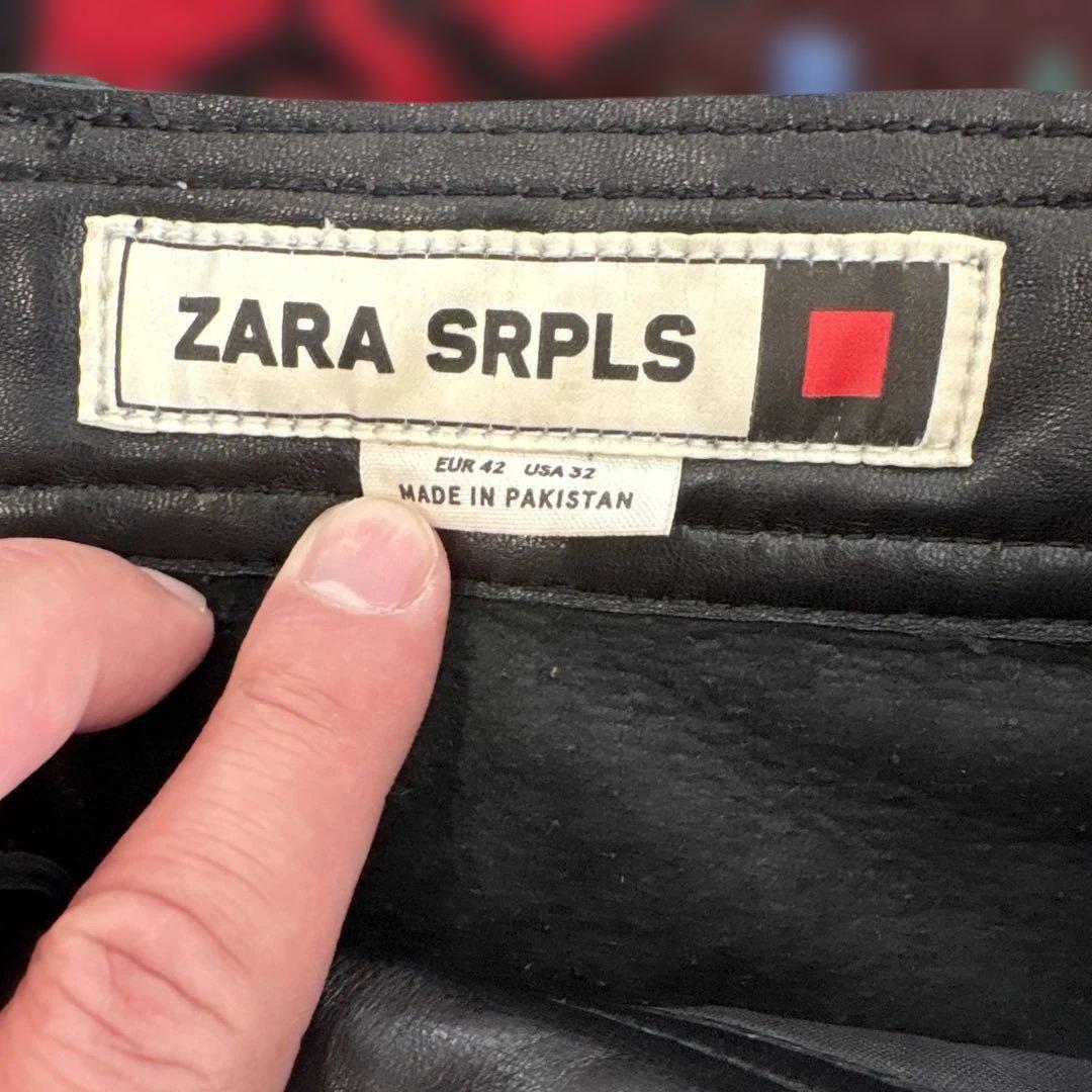 ZARA SRPLS レザー ワークパンツ 42 レザーパンツ　ダブルニー
