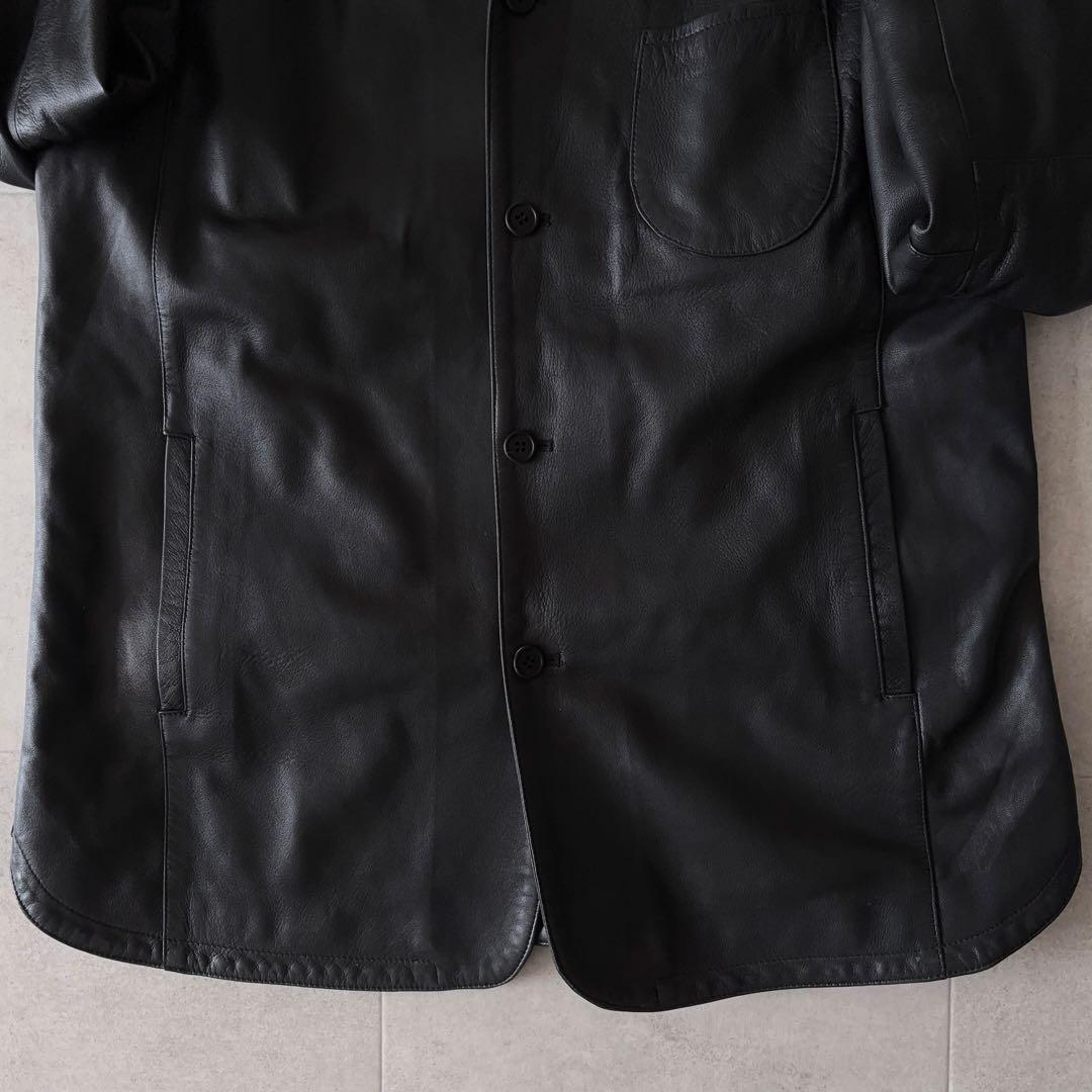極美品✨️19,8万 エンメティ 撥水 ラムレザージャケット L 濃紺 軽量