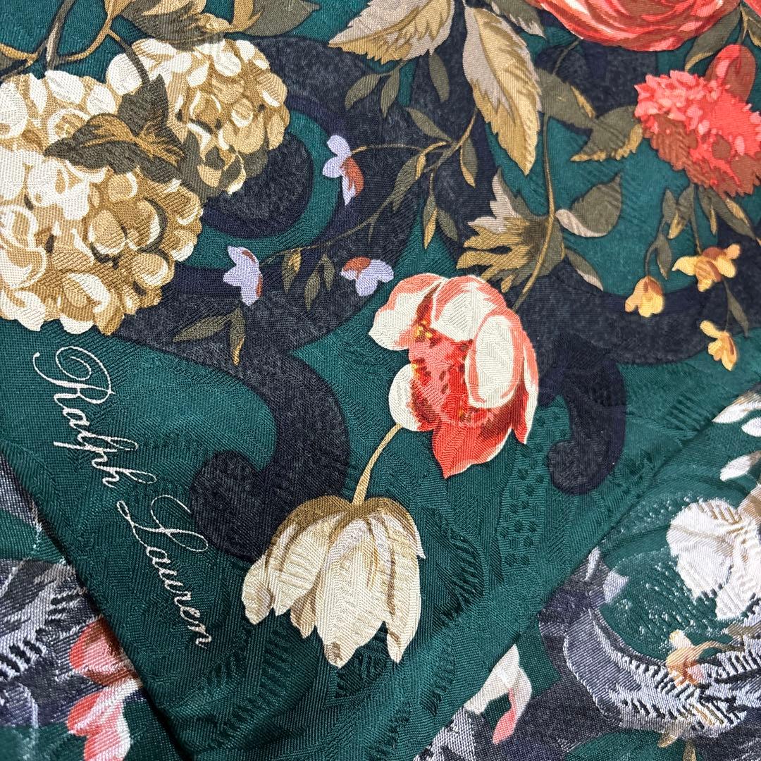 美品　Ralph Lauren 大判 シルク100%スカーフ