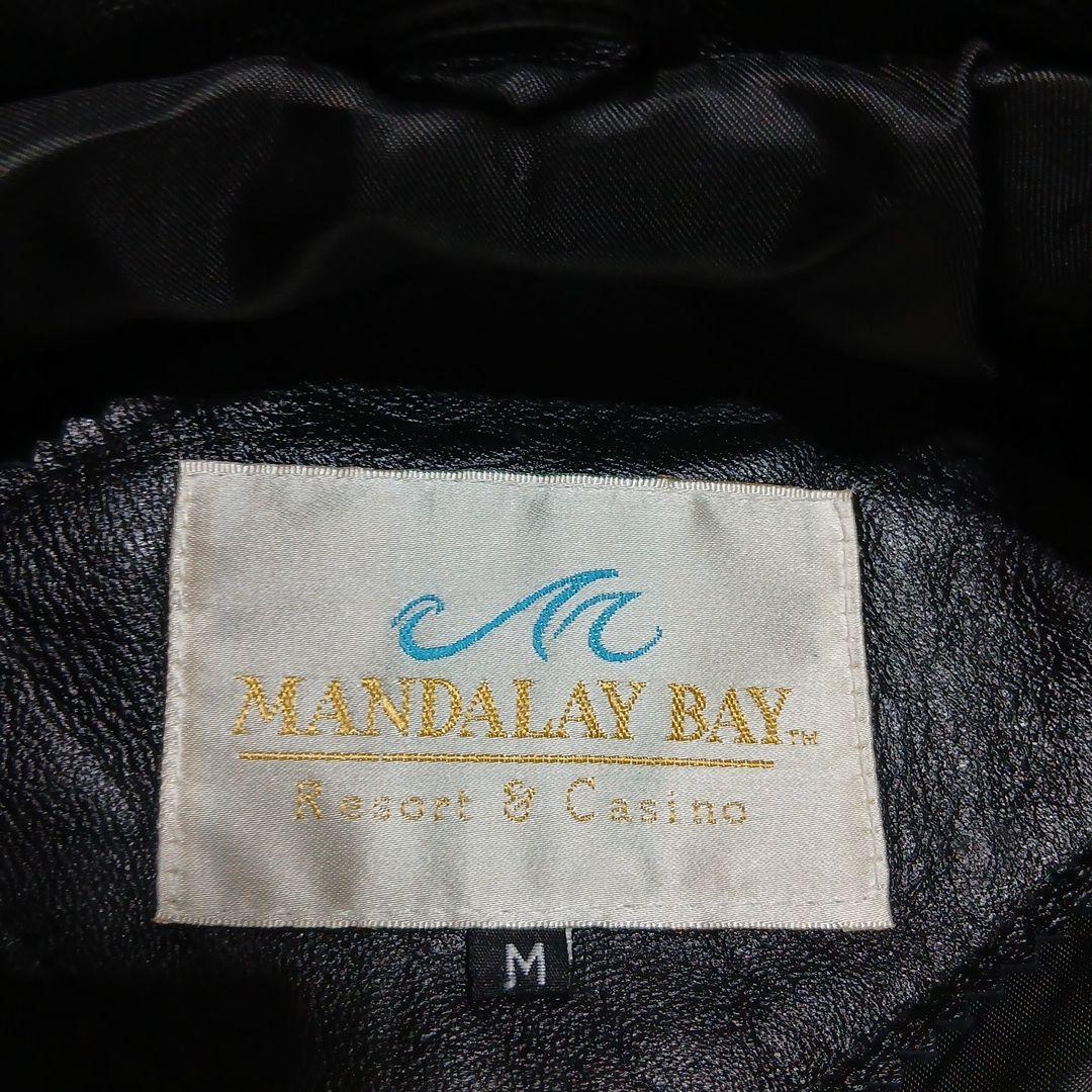 MANDALAY BAY本革フライトジャケットA2 G1調黒ロゴ刺繍M新品同様