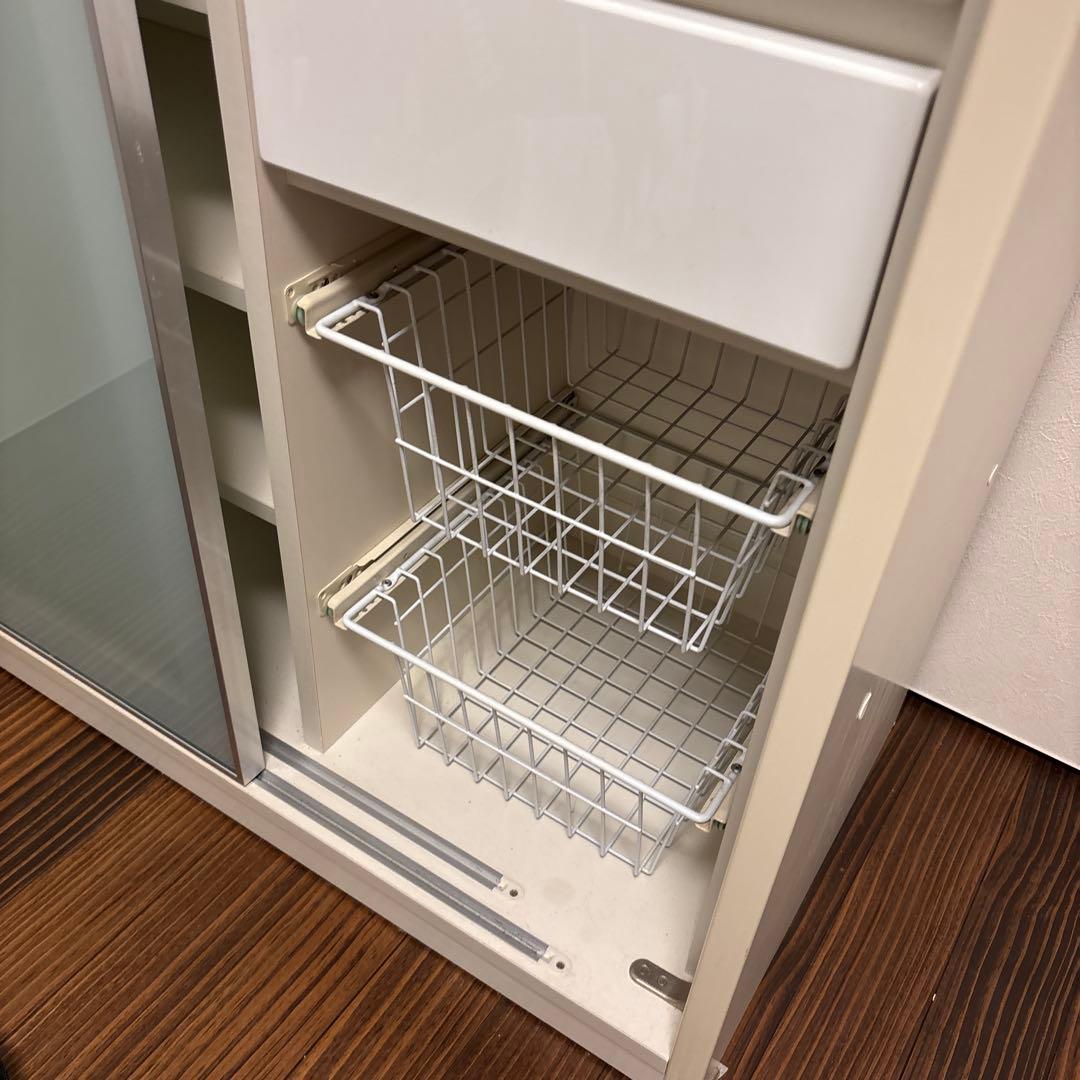 ホワイト スライドドア 食器棚