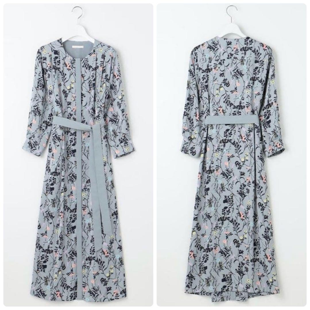 新品✨完売品✨自由区　ハーバルフロープリント8分袖 ワンピース　ロングマキシ丈