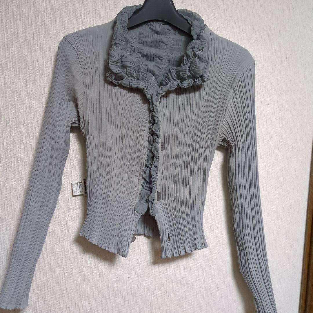 フリルデザイン グレー クロップジャケット