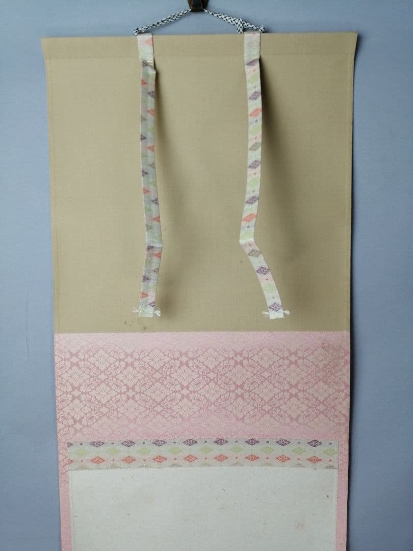【茶道具】 大徳寺 福本積應和尚筆 立雛画賛「桃花千年春」茶掛　掛軸　軸B965