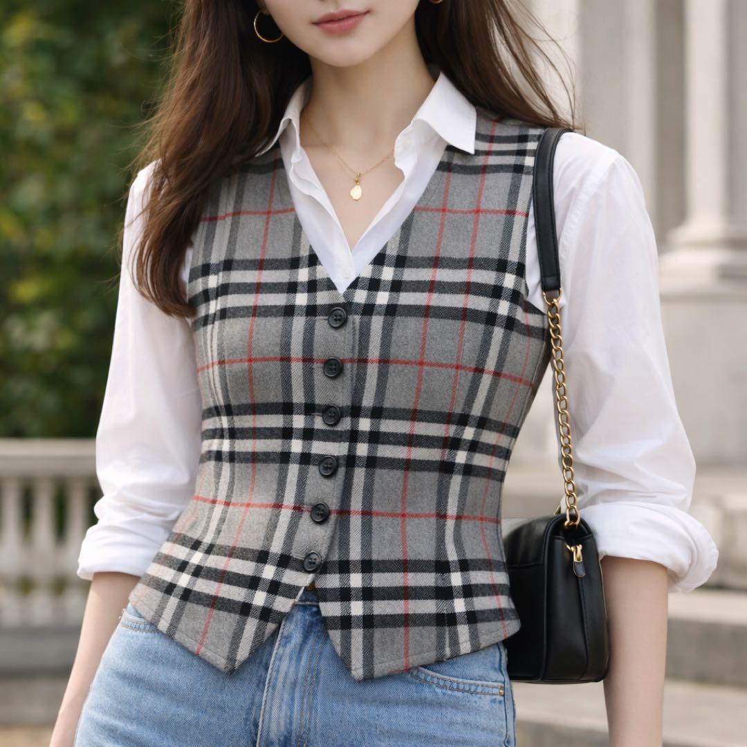 Burberrysバーバリー ノバチェック ウール ベスト ジレ チェック柄 S
