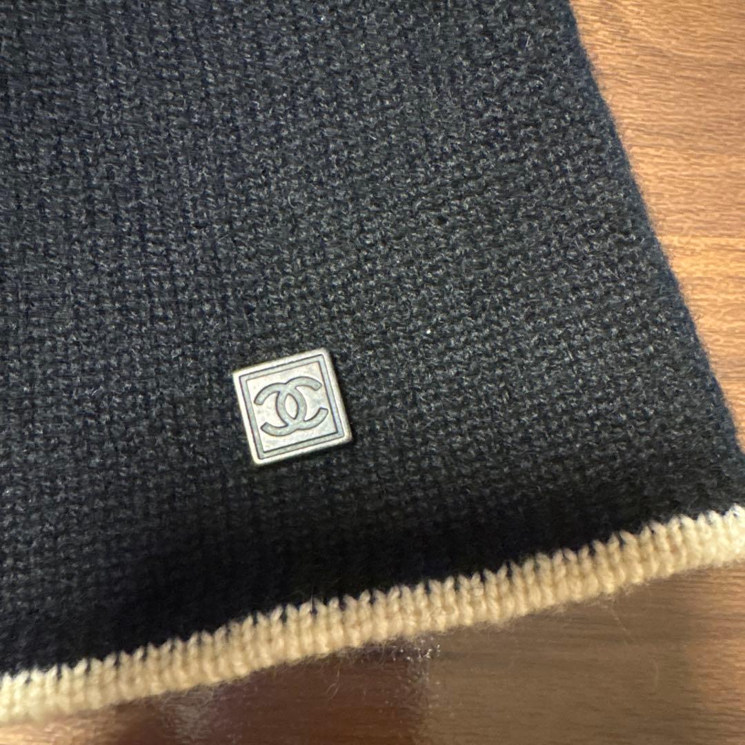 CHANEL カシミヤニット帽 黒・ベージュ