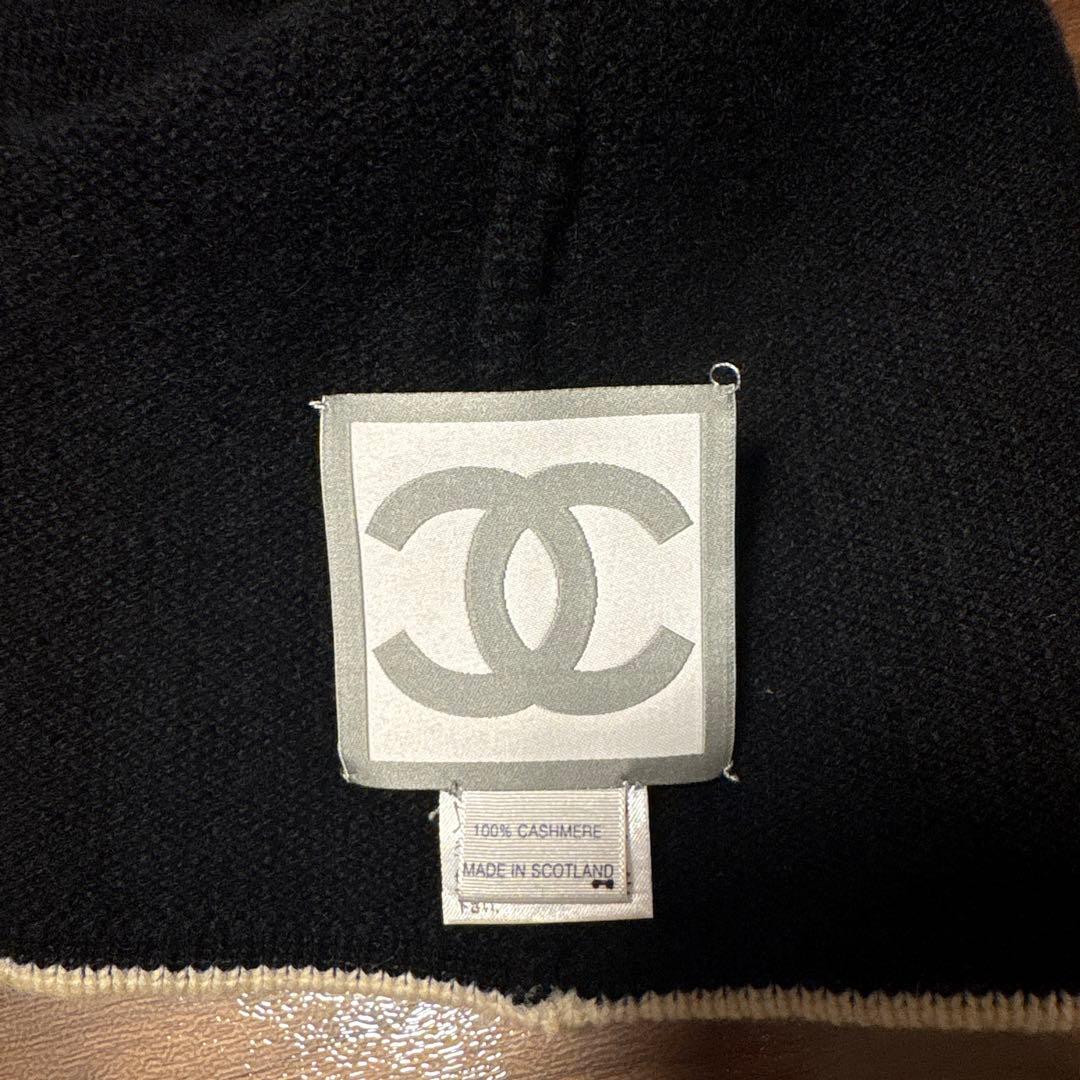 CHANEL カシミヤニット帽 黒・ベージュ