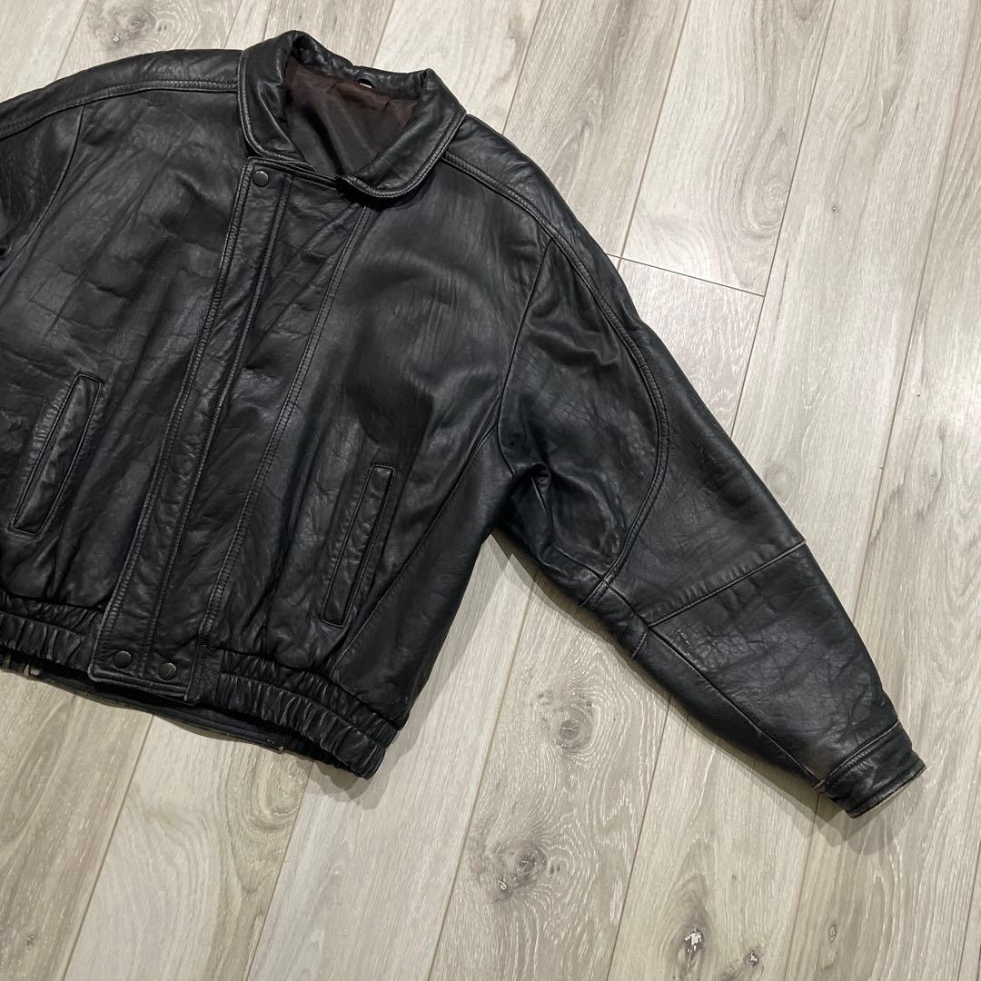 〜90s 短丈 羊革 レザージャケット L ボンバージャケット ラムレザー