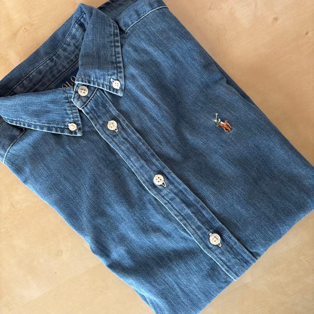 B382新品レディース可能RalphLaurenダンガリーシャツUSボーイズXL