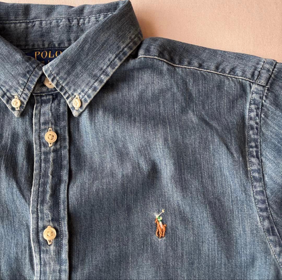 B382新品レディース可能RalphLaurenダンガリーシャツUSボーイズXL
