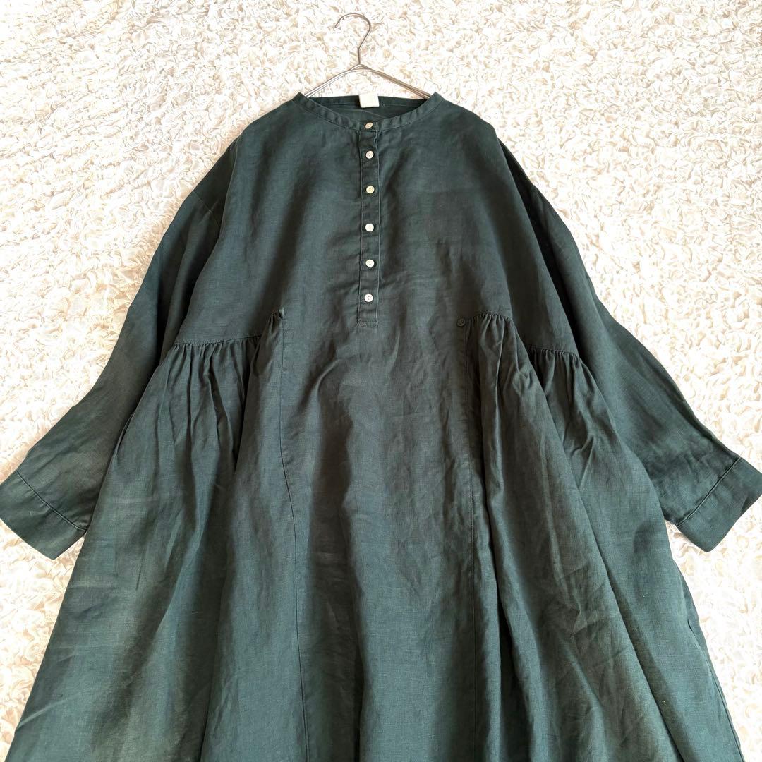 美品✨08マブ　麻100% 3WAY　前ヘンリー ロングワンピース 現行品
