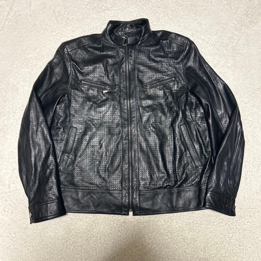 ITALY:MODE ブラックレザージャケット ディアスキン　鹿革　xxxl