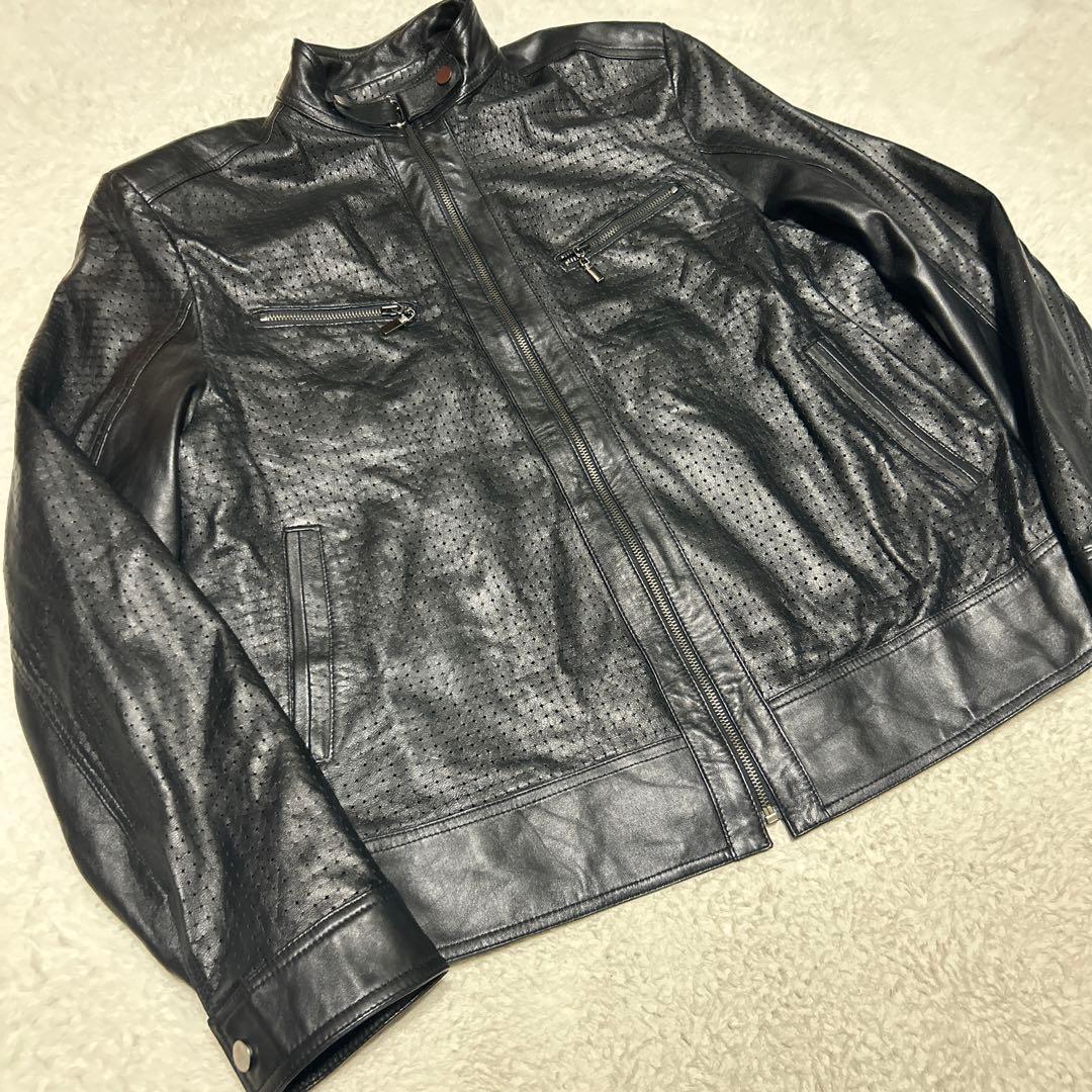 ITALY:MODE ブラックレザージャケット ディアスキン　鹿革　xxxl