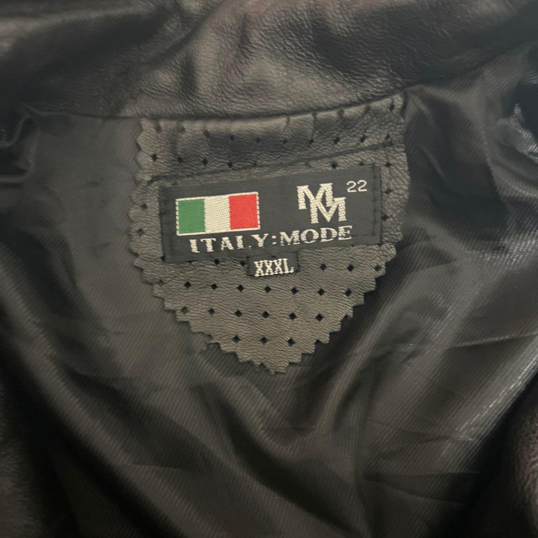 ITALY:MODE ブラックレザージャケット ディアスキン　鹿革　xxxl