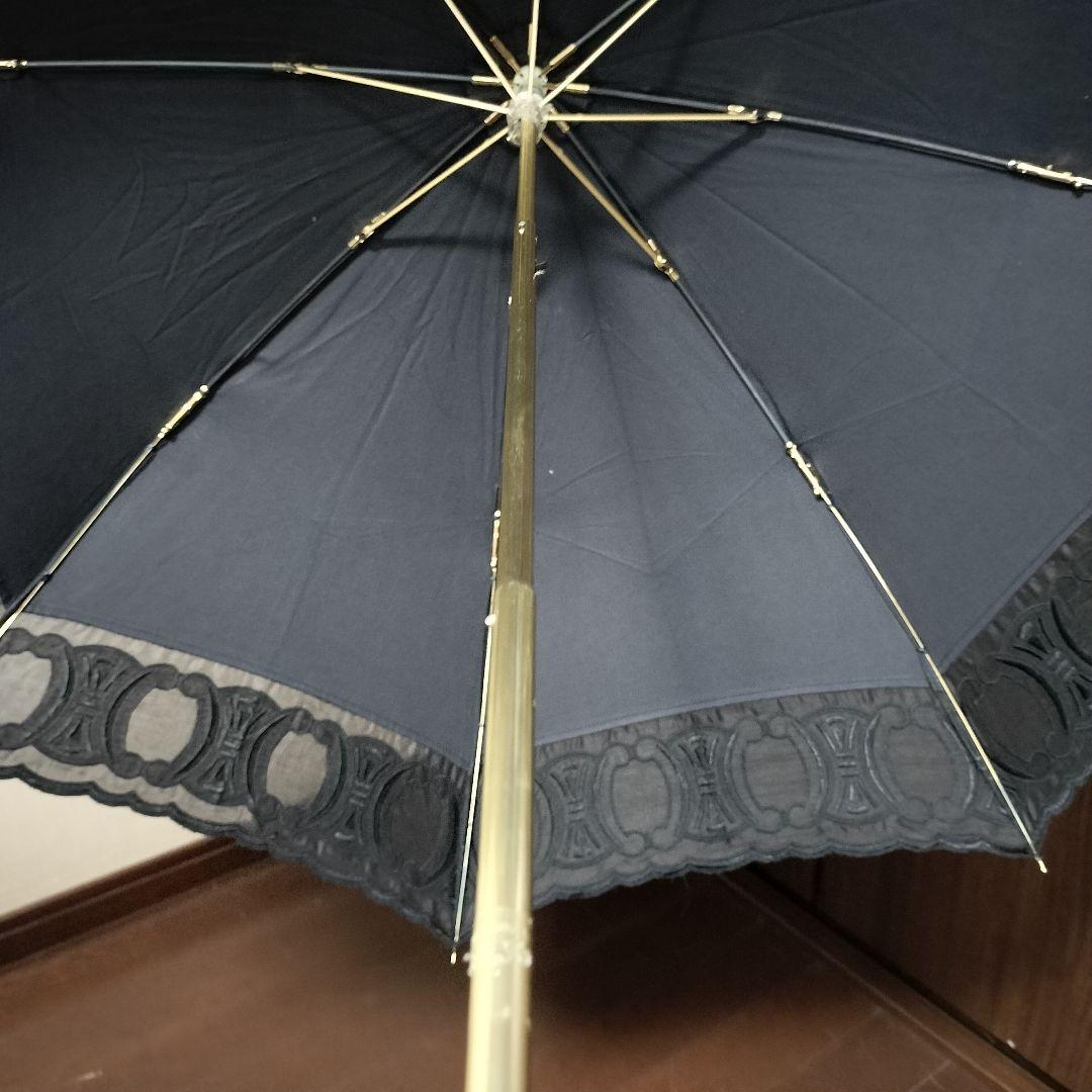 美品 CELINE セリーヌ 折りたたみ傘 日傘 約50cm トリオンフ柄すかし