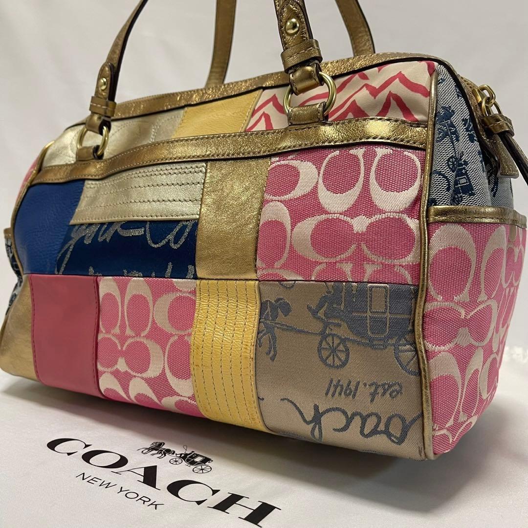【美品】コーチ 17164 シグネチャー パッチワーク トートバッグ 手提げ