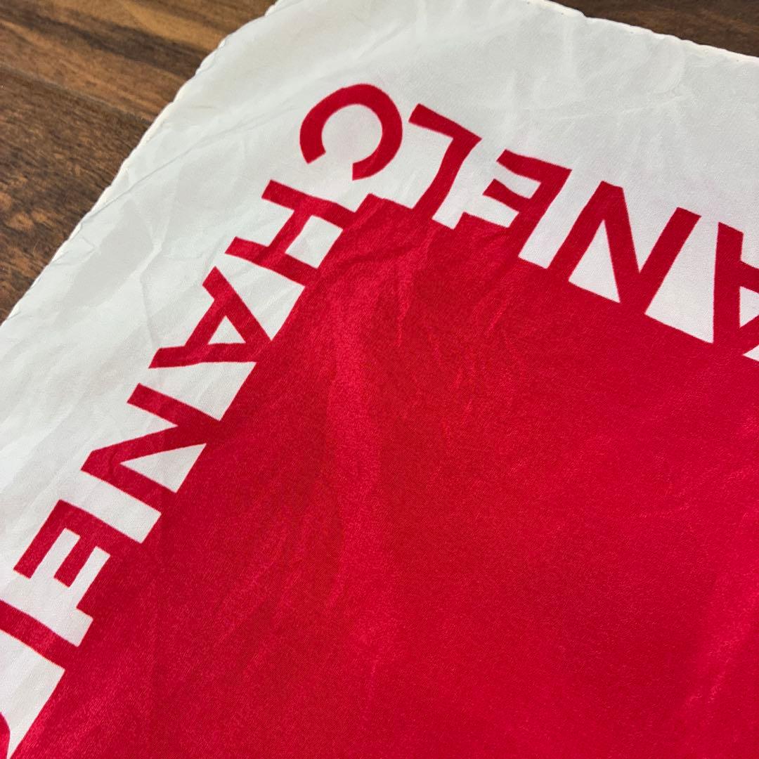 CHANEL シルク　スカーフ 赤・白
