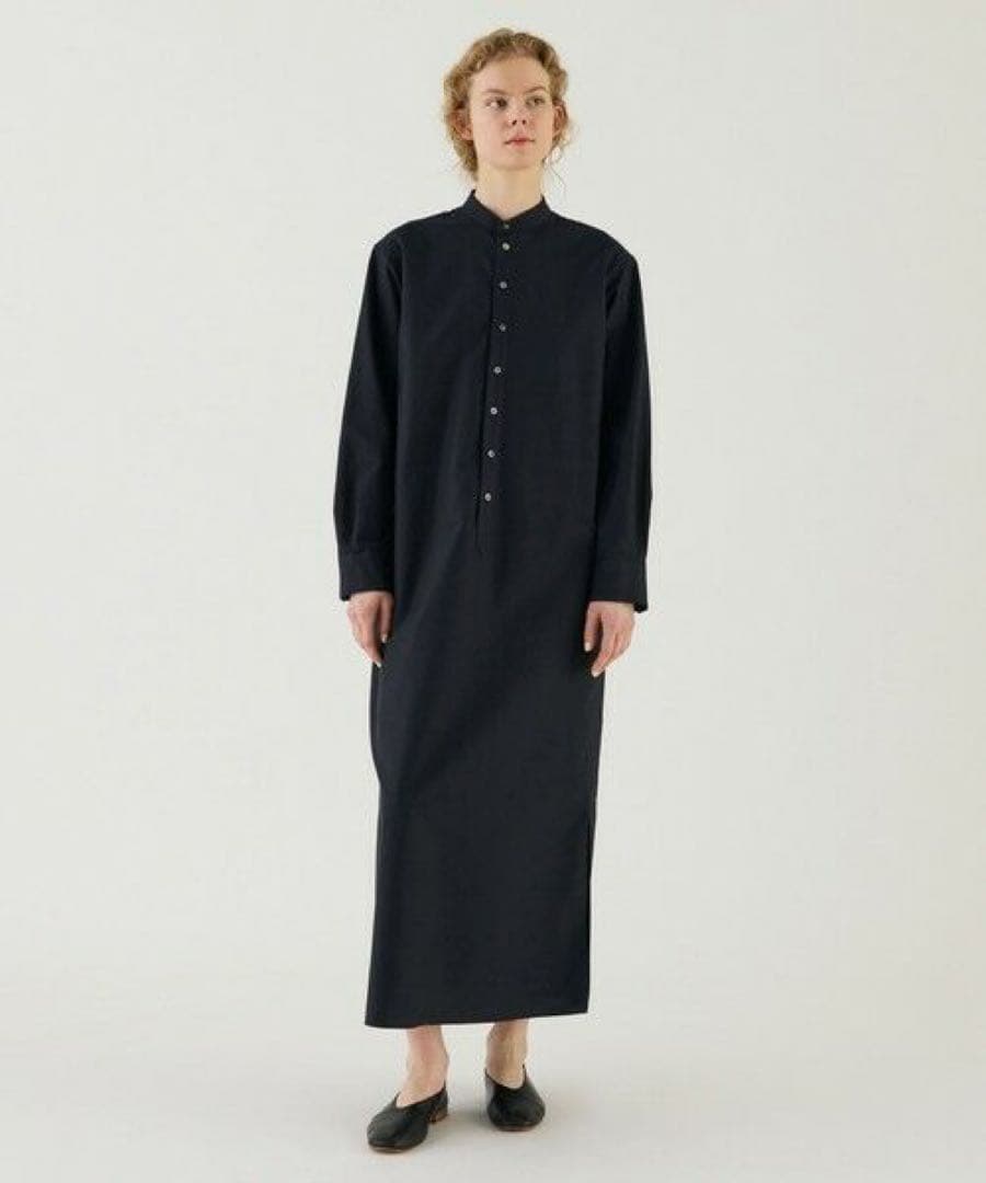 美品♡ギャルリーヴィー プレミアムオックスバンドカラーシャツワンピース ネイビー