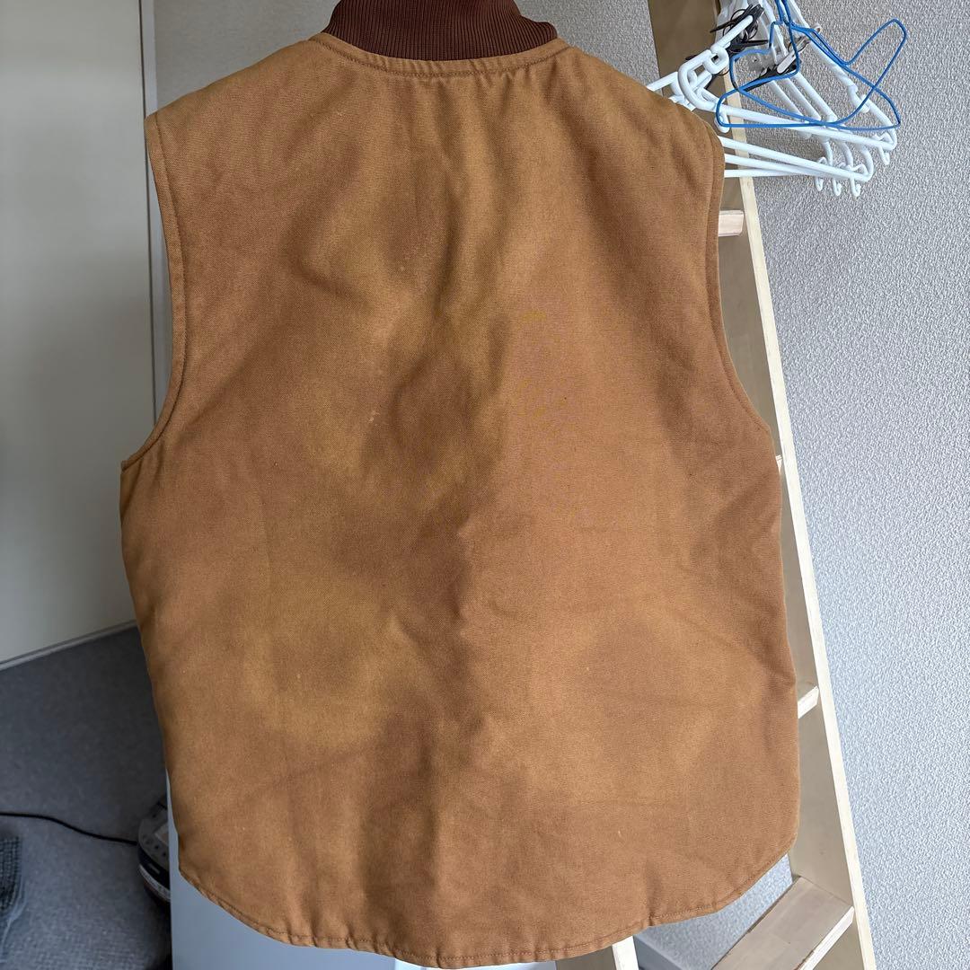 美品　Carhartt ブラウン ジッパーベスト Lサイズ