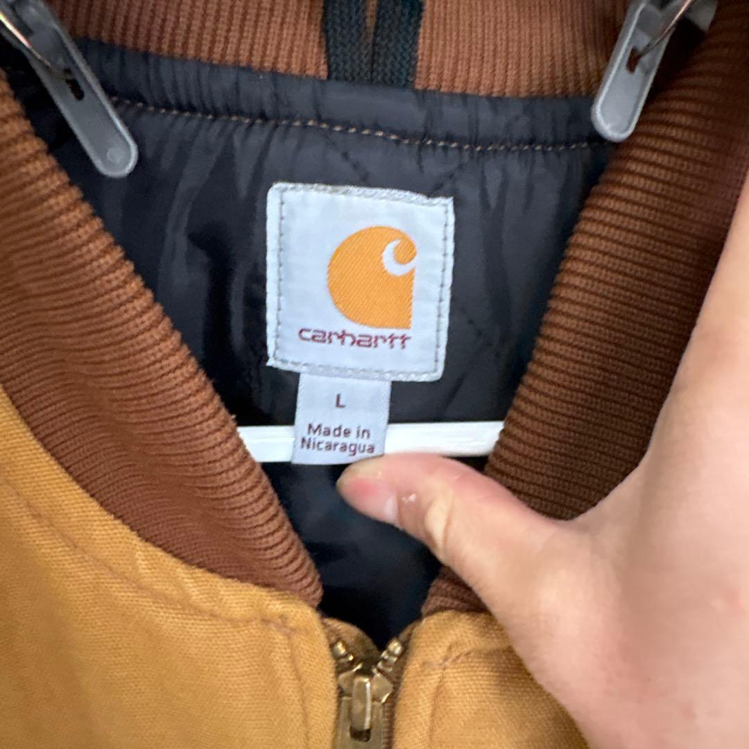 美品　Carhartt ブラウン ジッパーベスト Lサイズ