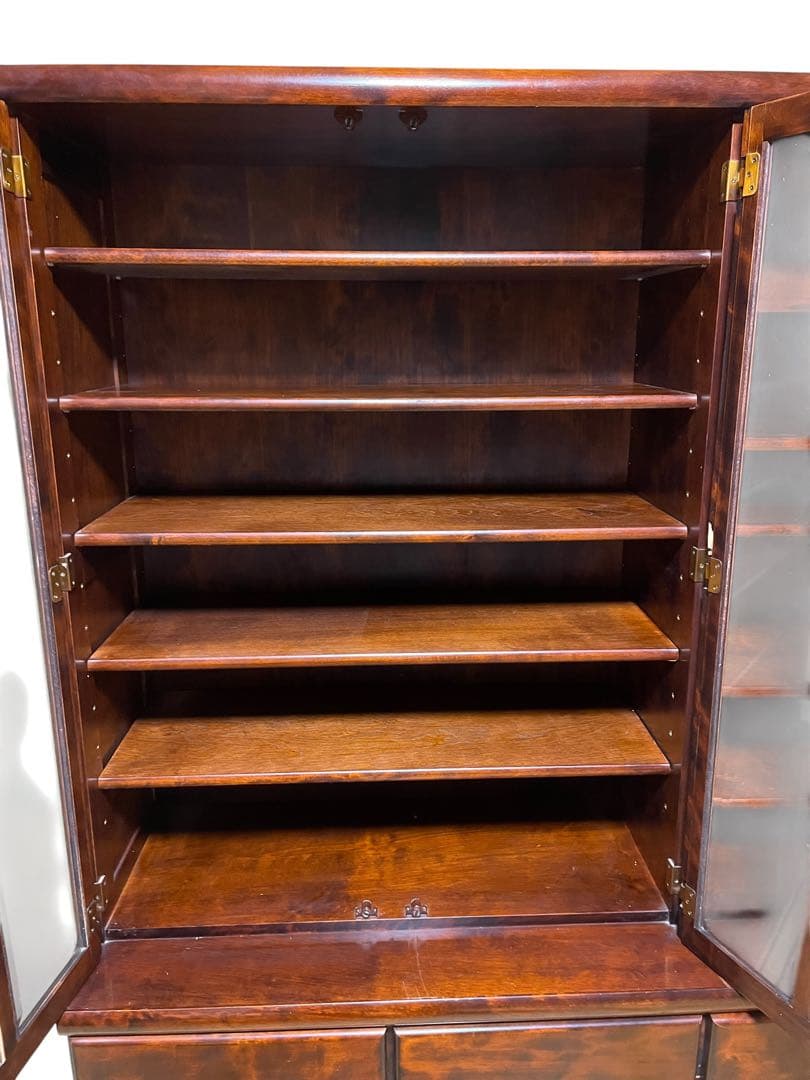 A*e様 送料込　桜無垢　高級　和モダン　食器棚 130cm キャビネット 飾り