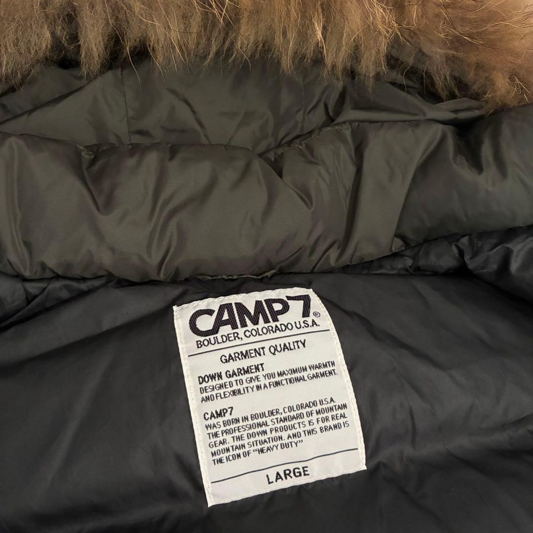 CAMP7 ダウンベスト Lファー付き フード Y2K ダウン90% グランジ