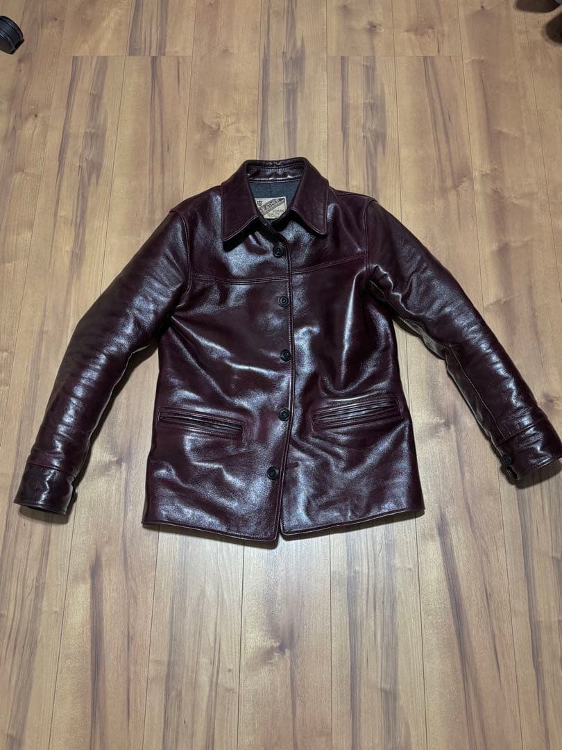Y2 LEATHER アリニンホースカーコート　チェリー